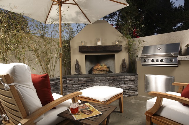 Backyard fireplace